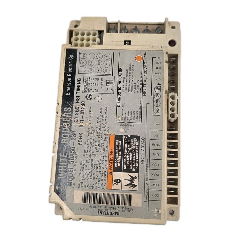 Furnace Control Circuit Board 50a50-230 York 031-01250 White-Rodgers